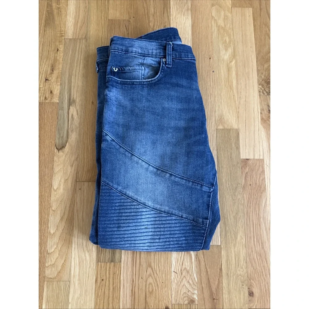 True‎ Religion Rocco Jeans Mens 32x28 Relaxed Skinny Biker Moto Distressed Denim